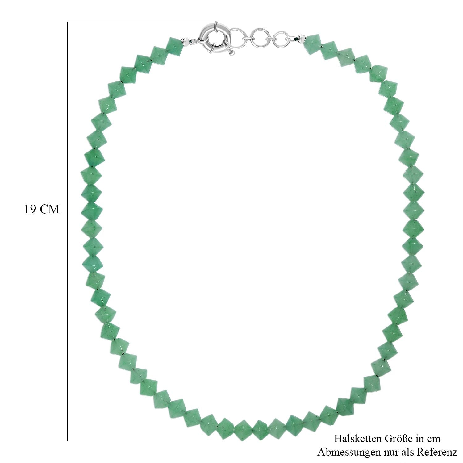 Grüner Aventurin Halskette ca. 50 cm mit 2.5 cm extender, Nickelfreies Messing platiniert ca. 250.00 ct