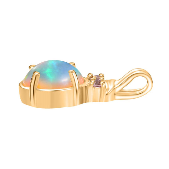 D'Joy AA Natürlicher, äthiopischer Welo Opal, Rosa Saphir Anhänger 925 Silber vergoldet ca. 1.28 ct