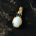 D'Joy AA Natürlicher, äthiopischer Welo Opal, Blauer Saphir Anhänger 925 Silber vergoldet ca. 1.36 ct