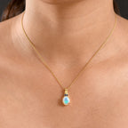 D'Joy AA Natürlicher, äthiopischer Welo Opal, Blauer Saphir Anhänger 925 Silber vergoldet ca. 1.36 ct