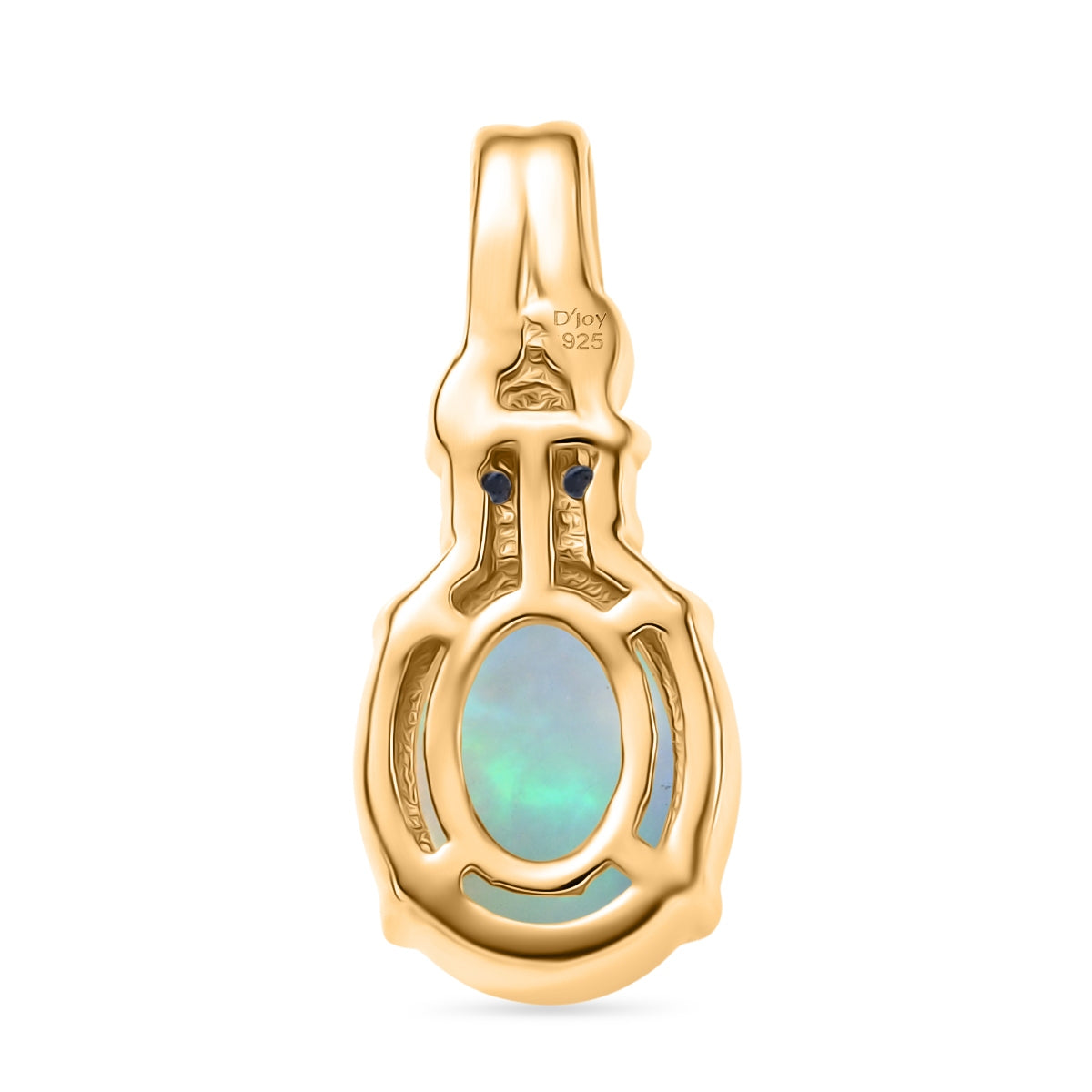 D'Joy AA Natürlicher, äthiopischer Welo Opal, Blauer Saphir Anhänger 925 Silber vergoldet ca. 1.36 ct