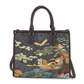 Bestickte Crossbody-Tasche, Blumen-Design, 32x12x25cm, Grau