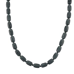 D'Joy Natürlicher Olmek Jadeit Halskette ca. Flexibles cm 925 Silber Rhodiniert ca. 470,00 ct.
