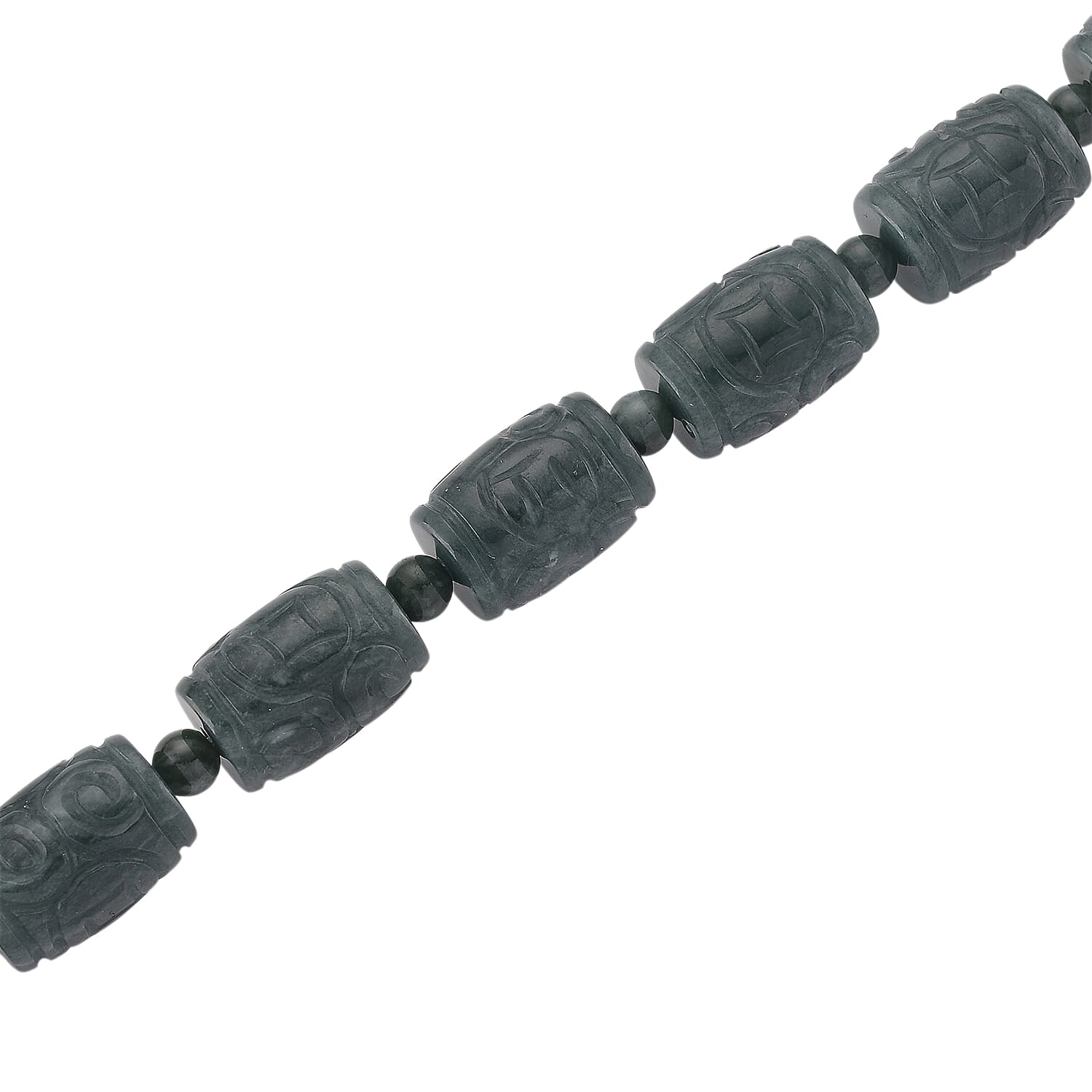 D'Joy Natürlicher Olmek Jadeit Halskette ca. Flexibles cm 925 Silber Rhodiniert ca. 470,00 ct.