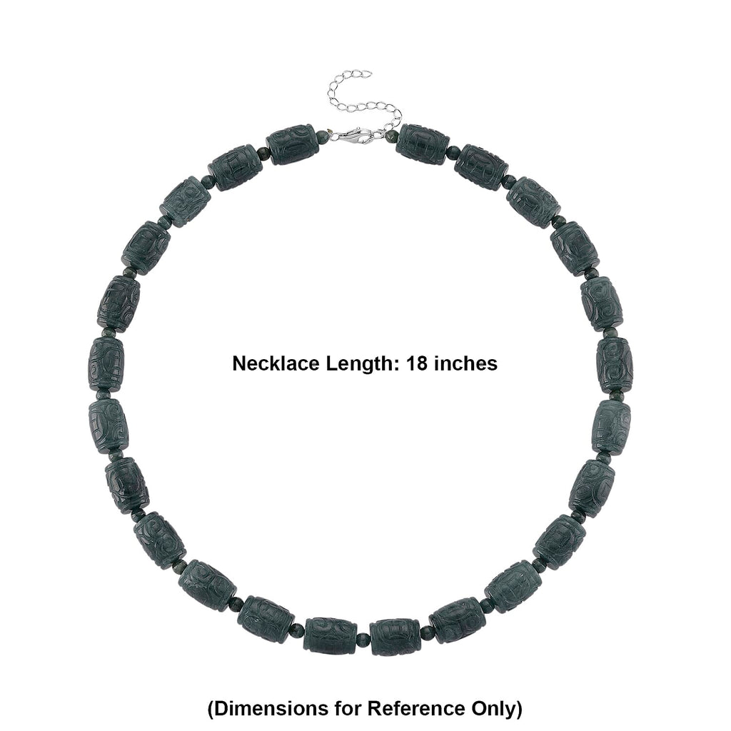 D'Joy Natürlicher Olmek Jadeit Halskette ca. Flexibles cm 925 Silber Rhodiniert ca. 470,00 ct.