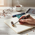 "Beaded Box + 5 beaded pen  set of 6   - 10x15 cm box - 8.5X13X3 Cm pen - 12 cms color - multi "
