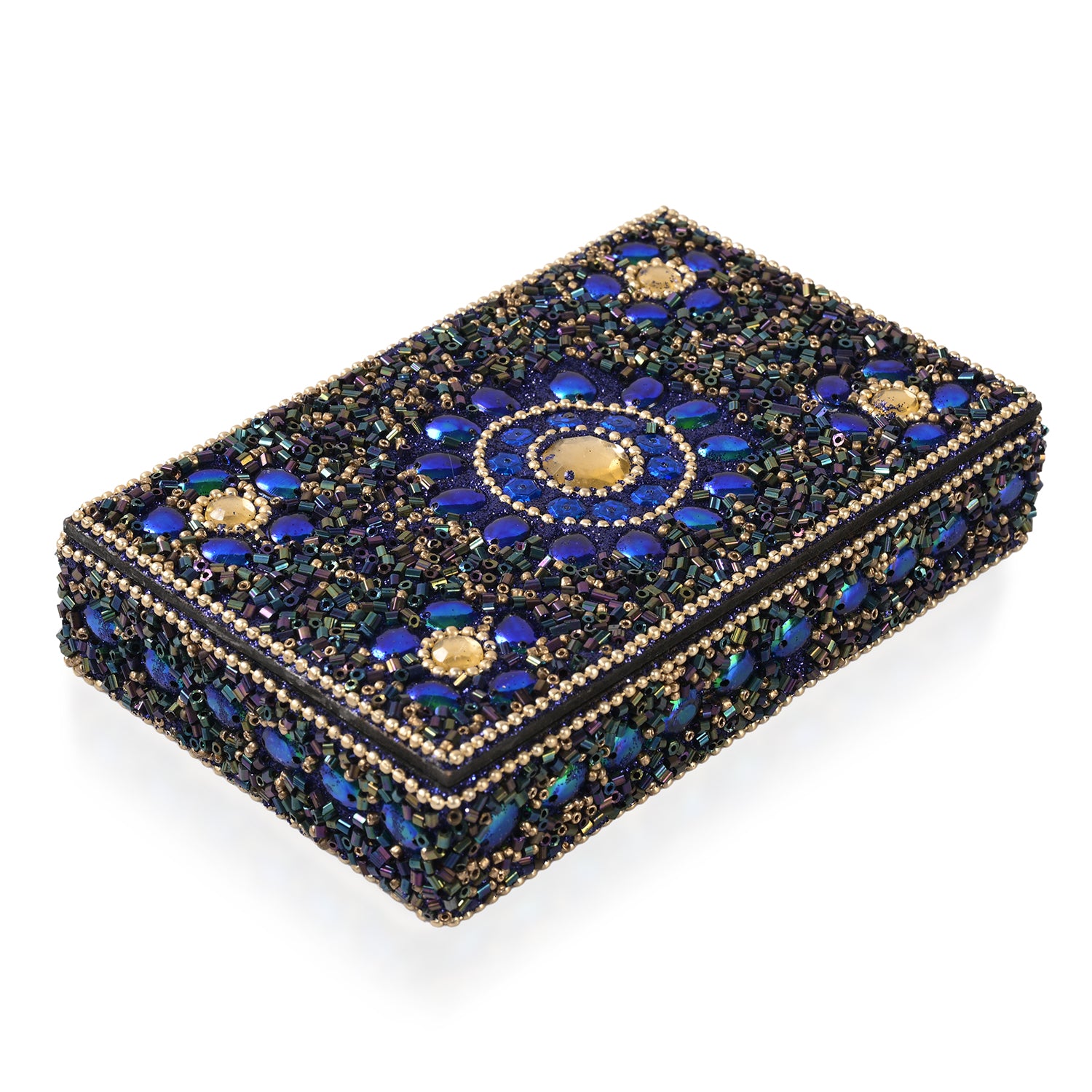 "Beaded Box + 5 beaded pen  set of 6   - 10x15 cm box - 8.5X13X3 Cm pen - 12 cms color - multi "