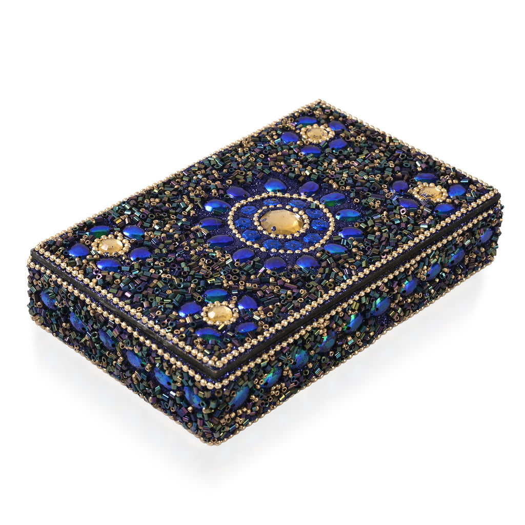 "Beaded Box + 5 beaded pen  set of 6   - 10x15 cm box - 8.5X13X3 Cm pen - 12 cms color - multi "