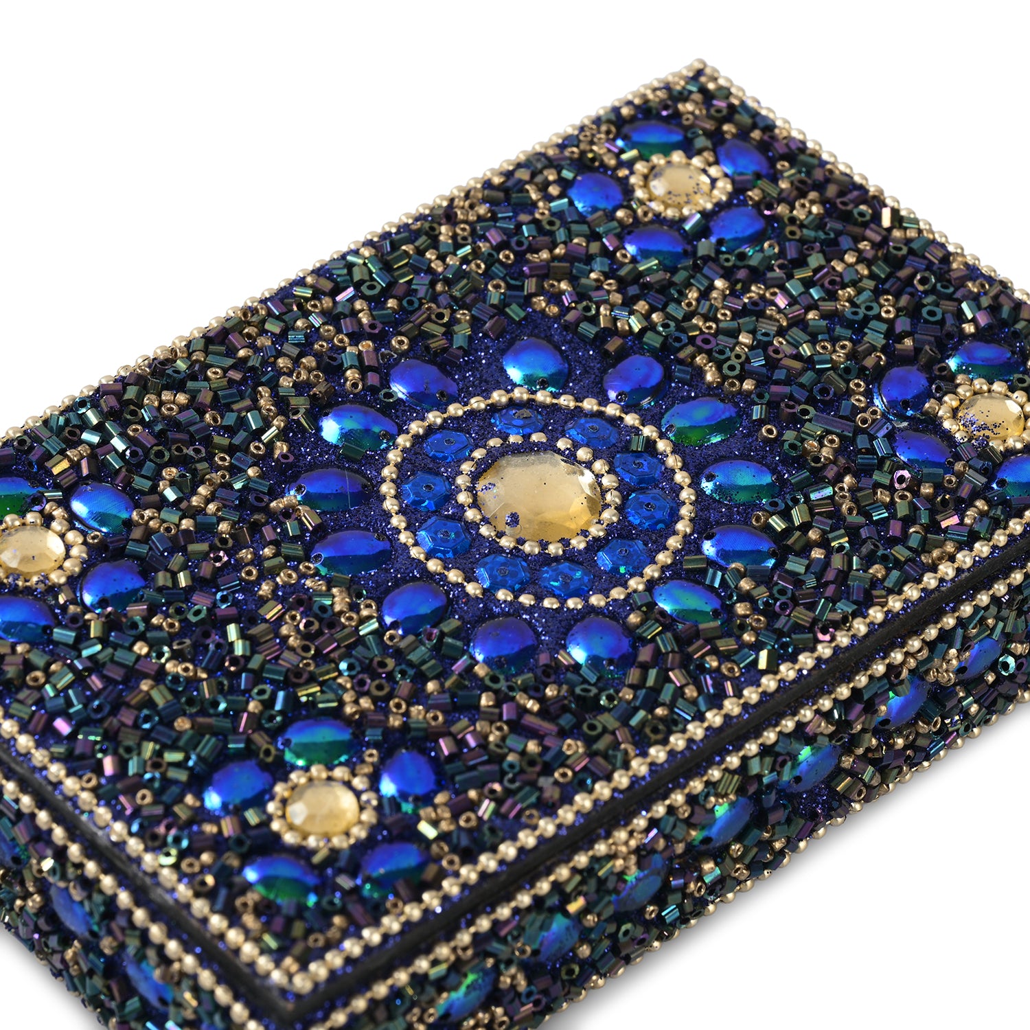 "Beaded Box + 5 beaded pen  set of 6   - 10x15 cm box - 8.5X13X3 Cm pen - 12 cms color - multi "