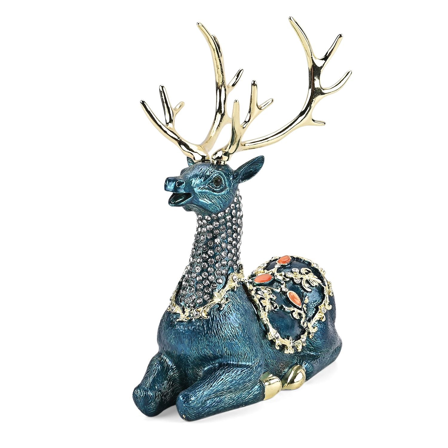 LIVMORE Rentier Design Schmuckdose Legierung 15.5 x 19 cm Navy Gold