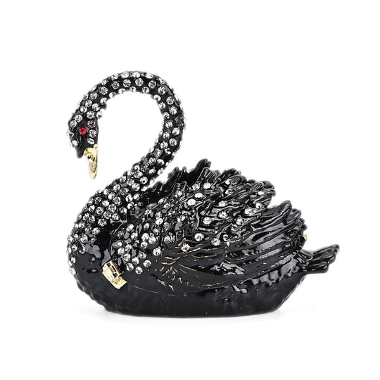 LIVMORE Schwan Design Schmuckdose Legierung 7 x 4.5 x 6 cm Schwarz