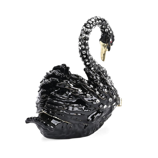 LIVMORE Schwan Design Schmuckdose Legierung 7 x 4.5 x 6 cm Schwarz