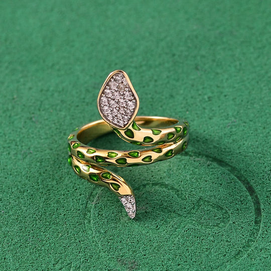 GP Trionfo Kollektion- Weißer Zirkon Ring 925 Silber 750 Gelb Vergoldet (Größe 17.00) ca. 0.36 ct