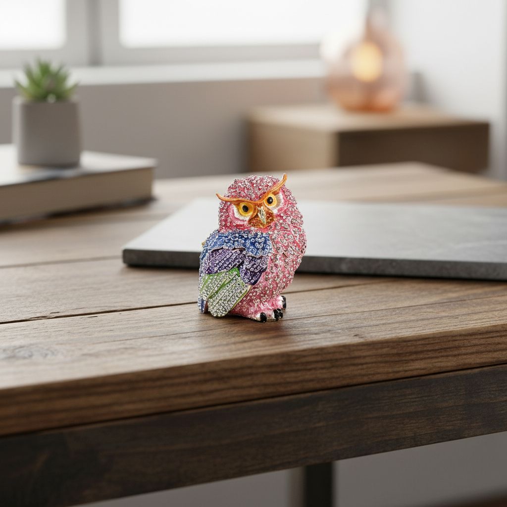 LIVMORE Eulen Design Schmuckdose Legierung 10 x 8 cm Rosa