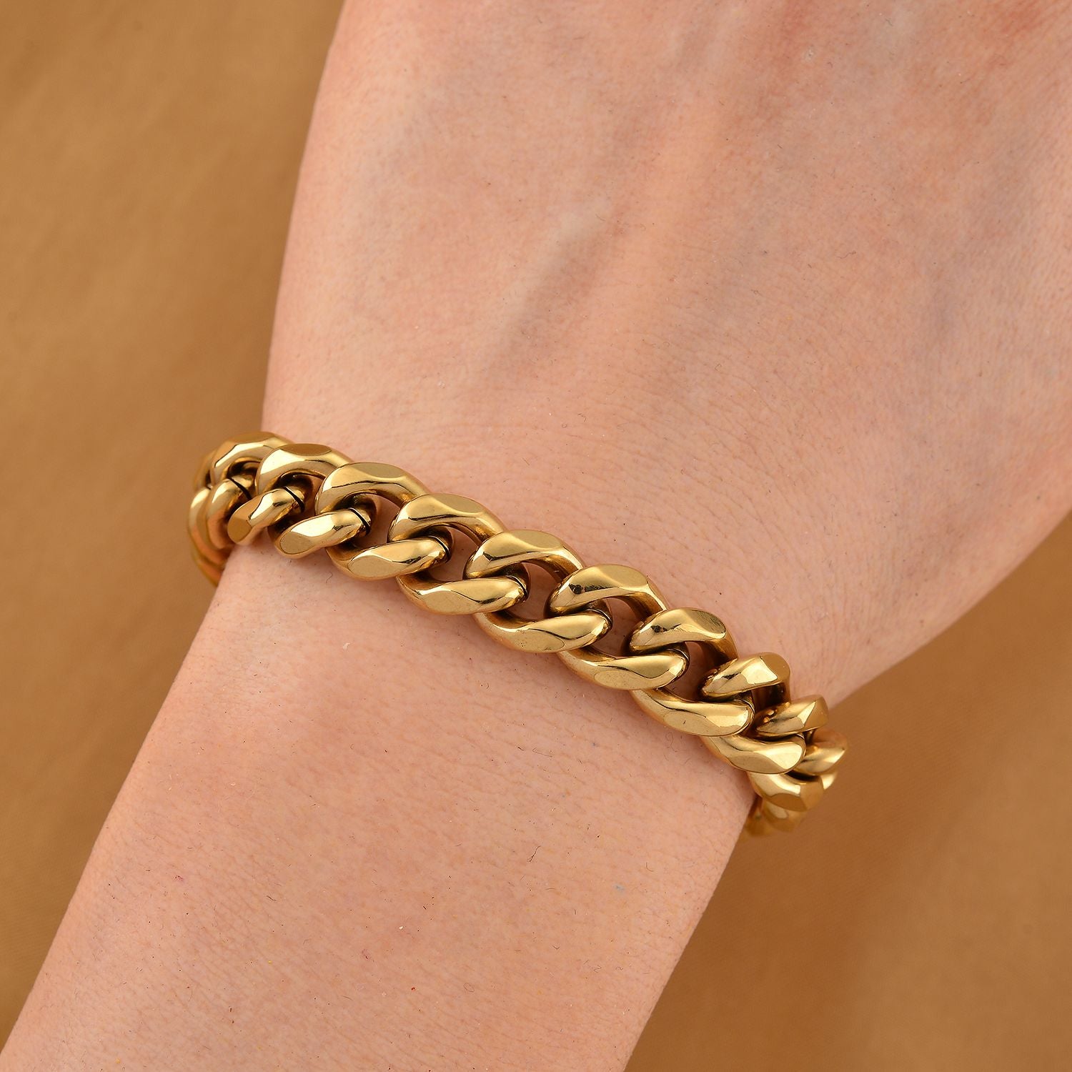 DESIGNER INSPIRIERT Panzer 316L Edelstahl IP-Gelbbeschichtung Armband ca. 19 cm ca. 23,20g