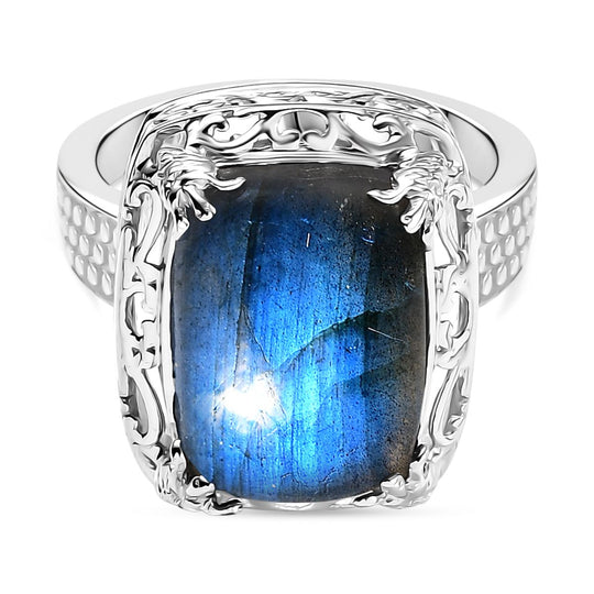 D'Joy AAA Labradorit Ring 925 Silber rhodiniert (Größe 18.00) ca. 7,38 ct