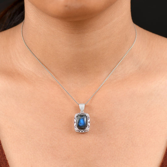 D'Joy AAA Labradorit Anhänger 925 Silber rhodiniert ca. 7.23 ct
