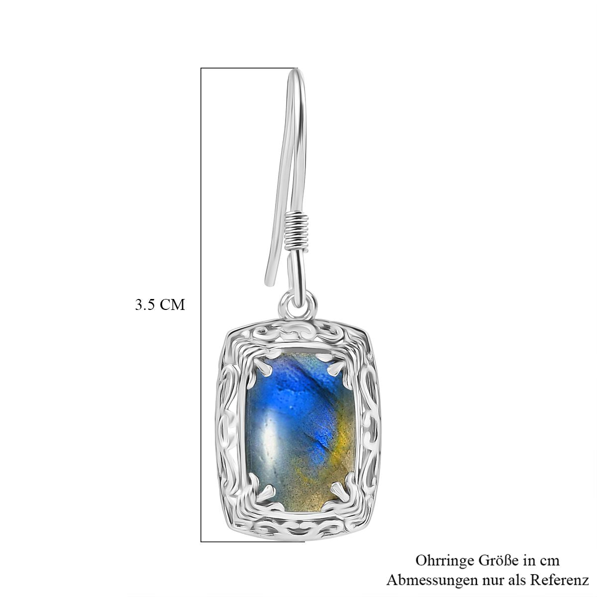 D'Joy AAA Labradorit Ohrringe 925 Silber rhodiniert ca. 8.60 ct