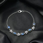 D'Joy AAA Labradorit, Iolit Armband ca. 19 cm 925 Silber rhodiniert ca. 7,15 ct.