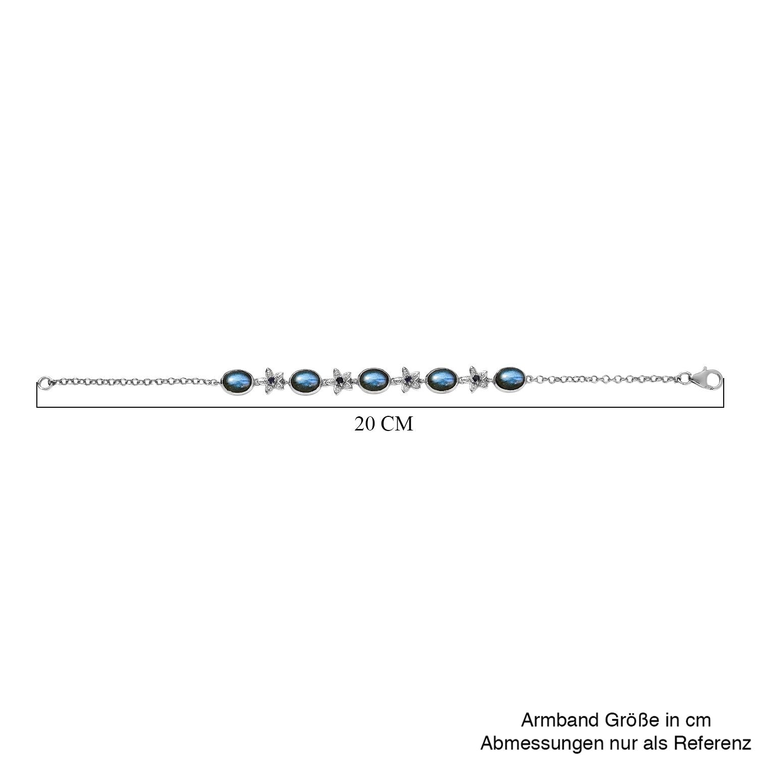 D'Joy AAA Labradorit, Iolit Armband ca. 19 cm 925 Silber rhodiniert ca. 7,15 ct.
