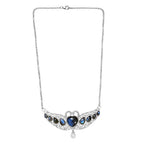 D'Joy AAA Labradorit, Süßwasser Perle (9x7mm) Halskette ca. 45 cm 925 Silber rhodiniert 32.56 ct