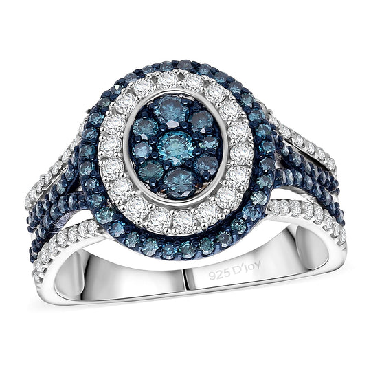 CULLINAN MINE - Blauer Diamant Ring 925 Silber Rhodiniert (Größe 18.00) ca. 1.00 ct