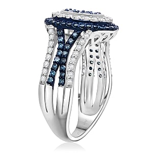CULLINAN MINE - Blauer Diamant Ring 925 Silber Rhodiniert (Größe 18.00) ca. 1.00 ct