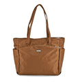 Signature Handtasche, edles Nylon Design mit 3 Reißverschluss Taschen und 2 offenen Außentaschen, 30x30x10cm, Gold