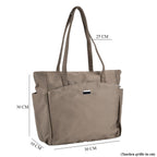Elegante Signature Handtasche, edles Nylon Design mit 3 Reißverschluss Taschen und 2 offenen Außentaschen, ca. 30 x 30 x 10 cm, Dunkel Khaki