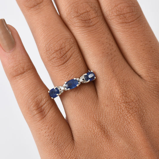 D'Joy AA Natürlicher Kaschmir-Kyanit, Moissanit Ring 925 Silber rhodiniert (Größe 21.00) ca. 2,13 ct