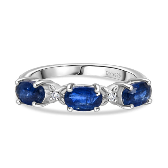 D'Joy AA Natürlicher Kaschmir-Kyanit, Moissanit Ring 925 Silber rhodiniert (Größe 21.00) ca. 2,13 ct