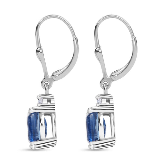 D'Joy AA Natürlicher Kaschmir-Kyanit, Weißer Zirkon Ohrringe 925 Silber rhodiniert ca. 2,88 ct.
