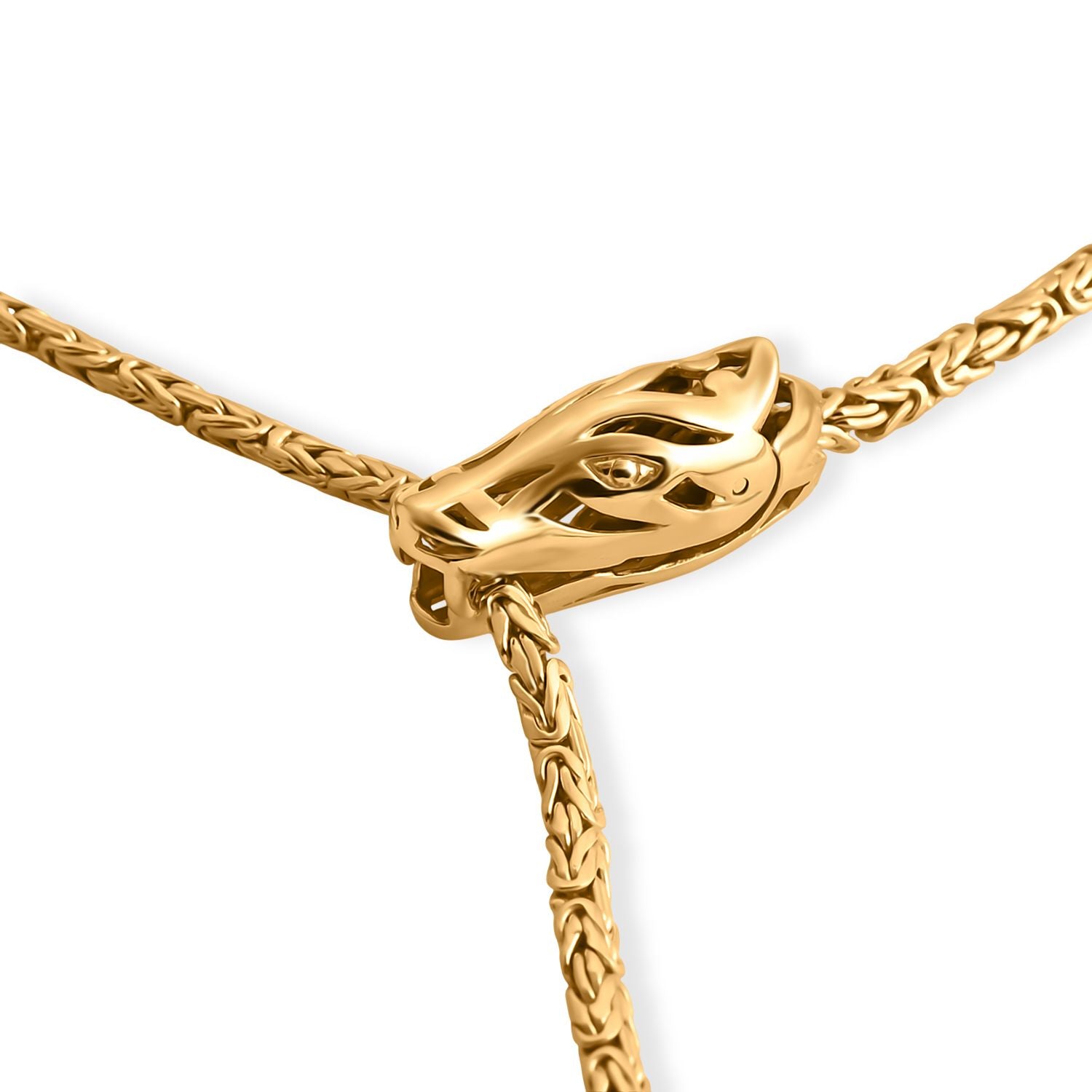 Royal Bali - Bourbudur mit Drachen Halskette, ca. 60 cm 925 Silber 916 Gelbgold Vermeil ca. 28,75g