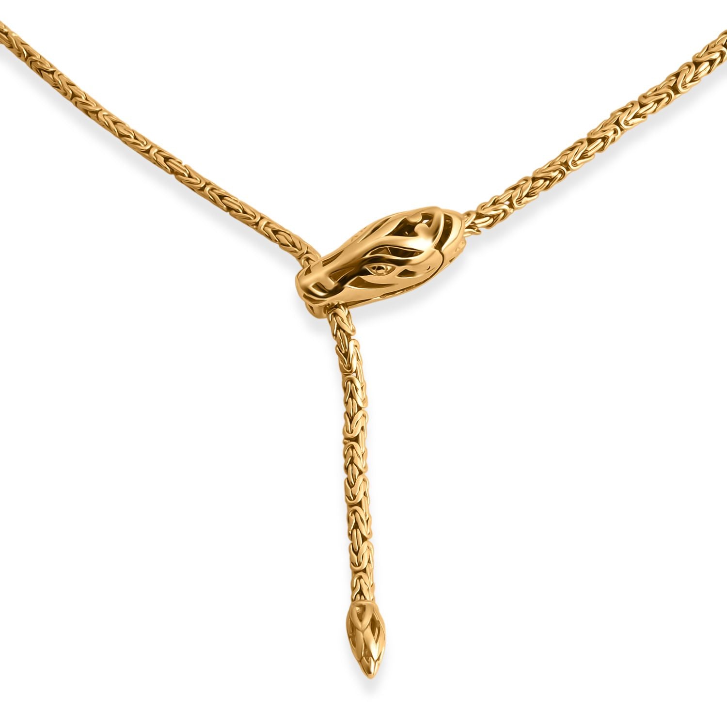 Royal Bali - Bourbudur mit Drachen Halskette, ca. 60 cm 925 Silber 916 Gelbgold Vermeil ca. 28,75g