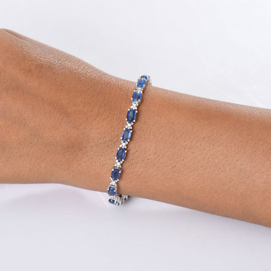D'Joy AA Natürlicher Kaschmir-Kyanit, Moissanit Armband ca. 19 cm 925 Silber rhodiniert ca. 13.96 ct
