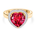 D'Joy Lab Grown Padparadscha-Saphir, Weißer Diamant Ring 925 Silber 750 Gelbgold Vermeil (Größe 19.00) ca. 5.39 ct