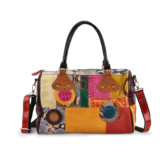 Chaos by Elsie - Tote-Bag aus echtem Leder mit RFID geprägtes Krokodil-Design mit glänzendem Rautenmuster Größe: 31,5x15x31 cm