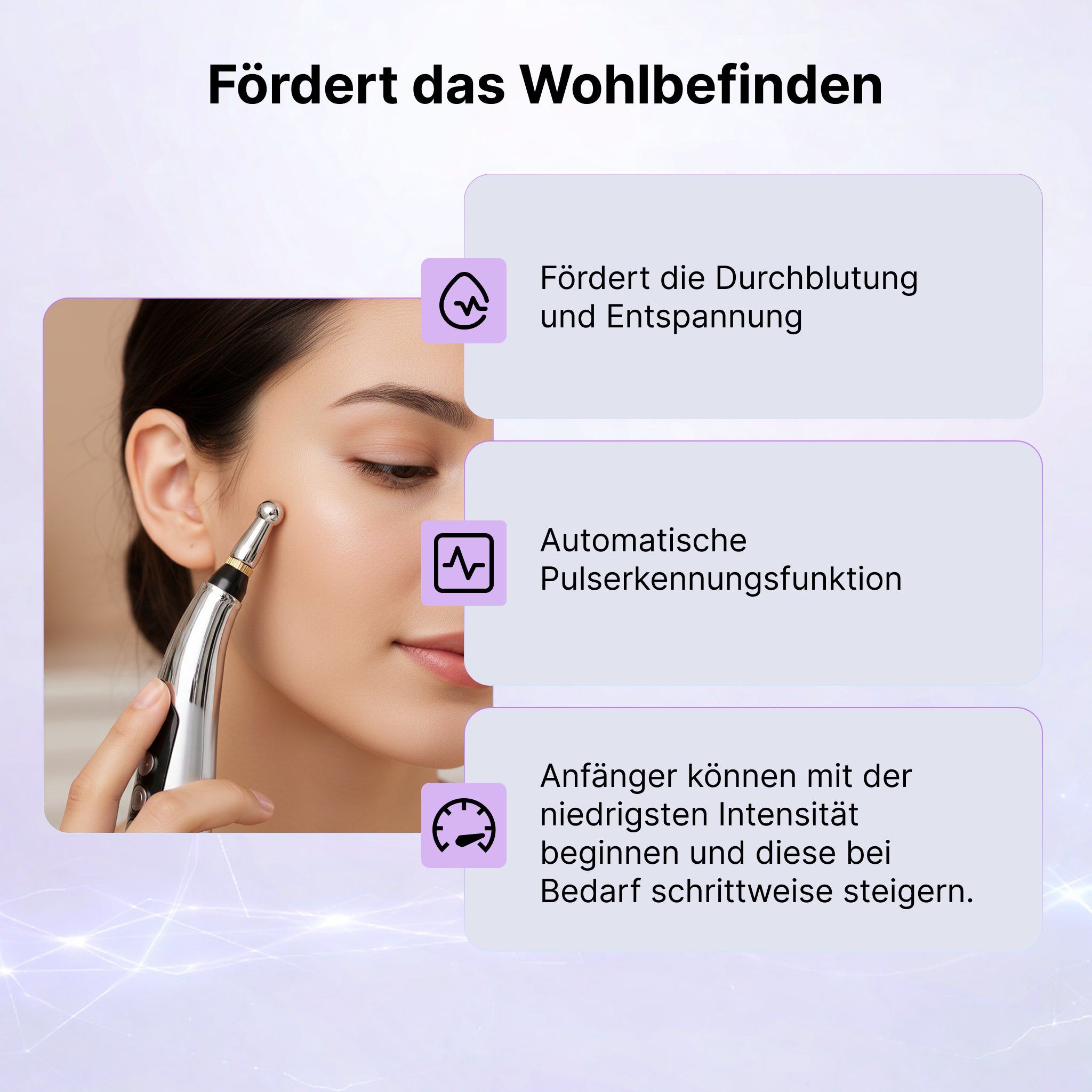 Akupunktur Meridian Stift mit Mikrostrom, wiederaufladbar, 9 Intensitätsstufen, Silber