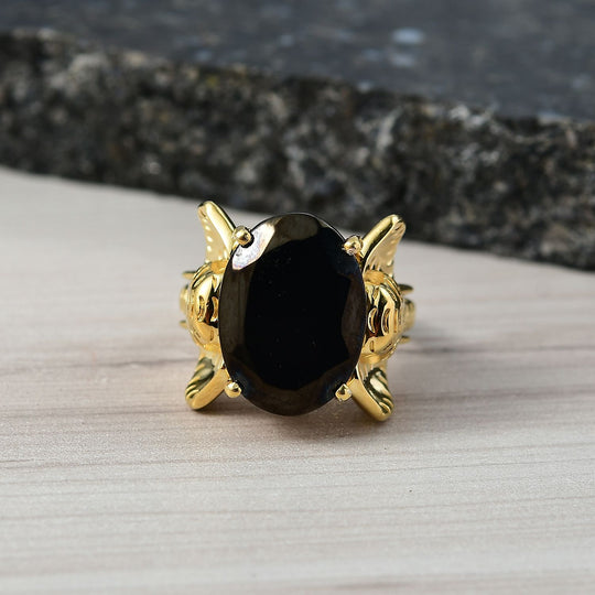 EVER TRUE Elite Shungit Elefant Ring Nickelfreies Messing (Größe 19.00) ca. 5.85 ct