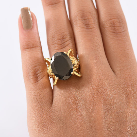 EVER TRUE Elite Shungit Elefant Ring Nickelfreies Messing (Größe 19.00) ca. 5.85 ct