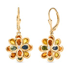 D'Joy AA Blauer Saphir, Mehrfarbig Saphir Ohrringe 925 Silber 750 Gelbgold Vermeil ca. 4,35 ct.