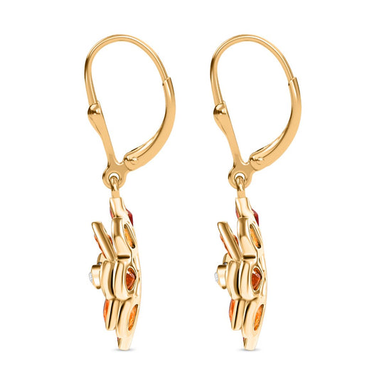 D'Joy AA Blauer Saphir, Mehrfarbig Saphir Ohrringe 925 Silber 750 Gelbgold Vermeil ca. 4,35 ct.