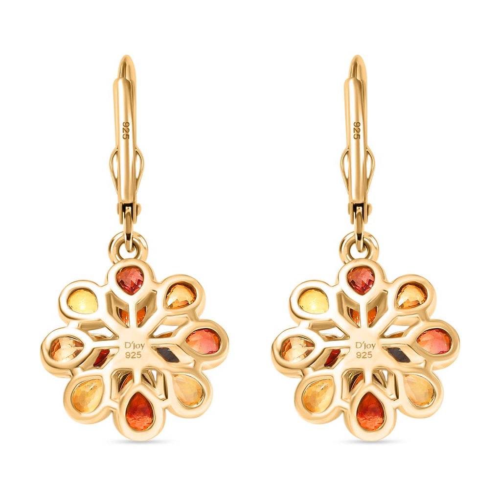 D'Joy AA Blauer Saphir, Mehrfarbig Saphir Ohrringe 925 Silber 750 Gelbgold Vermeil ca. 4,35 ct.