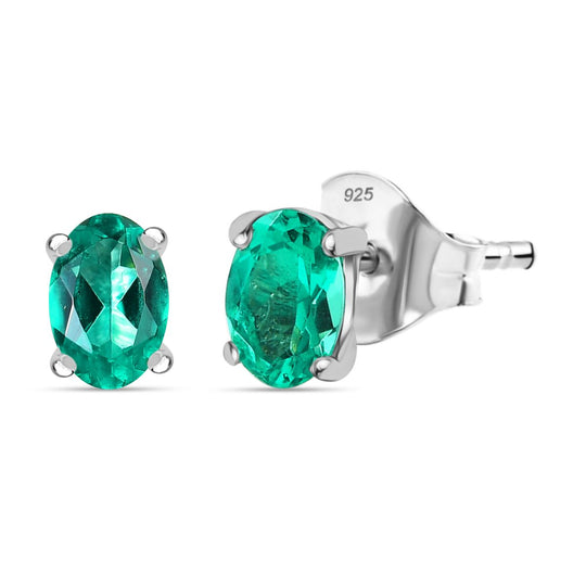 Luxuriant - AAA Lab Grown Kolumbianischer Smaragd Ohrringe 925 Silber rhodiniert ca. 0.96 ct