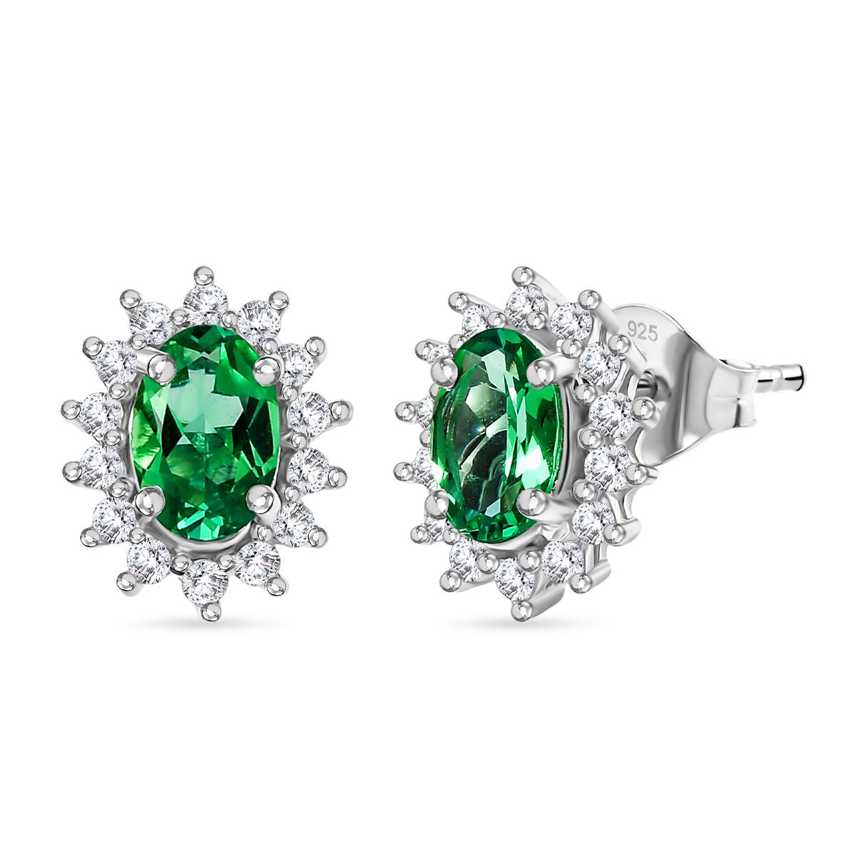 Luxuriant - AAA Lab Grown Kolumbianischer Smaragd, Moissanit Ohrringe 925 Silber rhodiniert ca. 1.03 ct