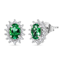 Luxuriant - AAA Lab Grown Kolumbianischer Smaragd, Moissanit Ohrringe 925 Silber rhodiniert ca. 1.03 ct