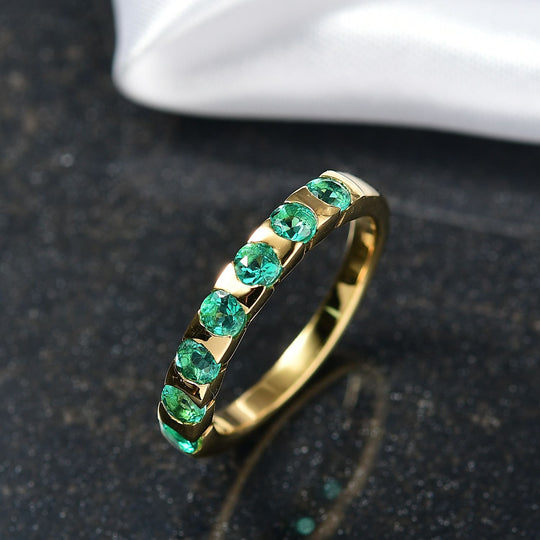 Luxuriant - AAA Lab Grown Kolumbianischer Smaragd Ring 925 Silber rhodiniert (Größe 21.00) ca. 0.83 ct