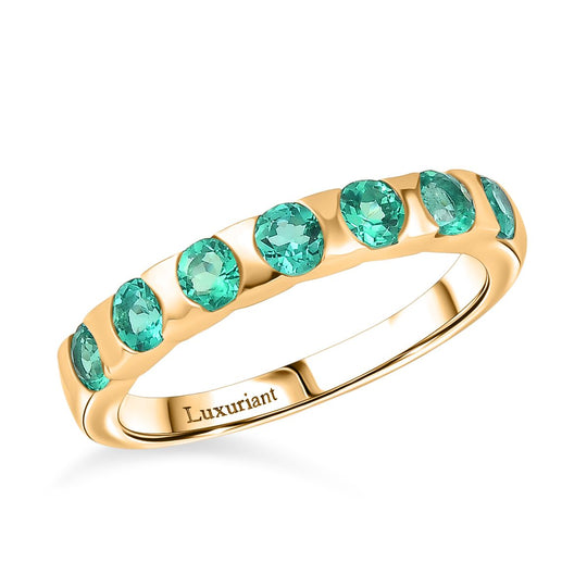 Luxuriant - AAA Lab Grown Kolumbianischer Smaragd Ring 925 Silber rhodiniert (Größe 21.00) ca. 0.83 ct