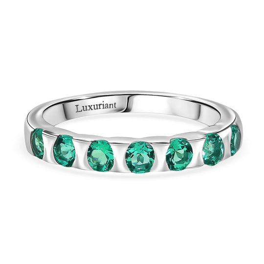 Luxuriant - AAA Lab Grown Kolumbianischer Smaragd Ring 925 Silber rhodiniert (Größe 21.00) ca. 0.83 ct