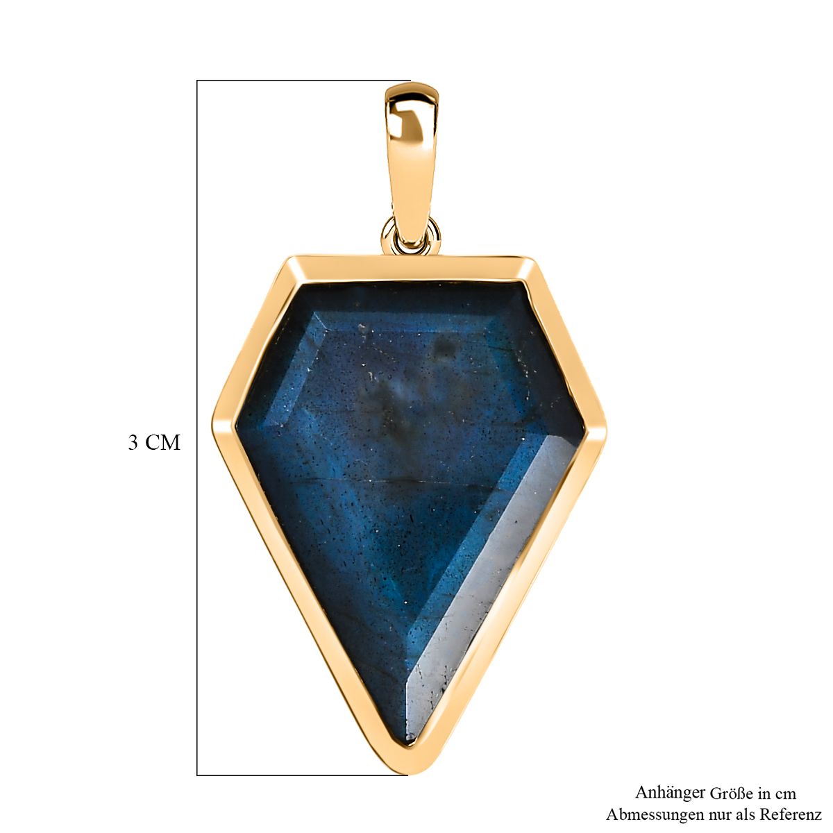 D'Joy AAA Labradorit Anhänger 925 Silber 750 Gelb Vergoldet ca. 11.45 ct